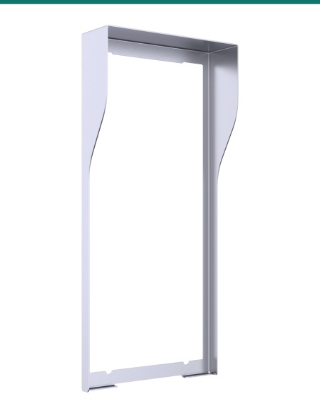 Akuvox R27 / R28 silver in-wall rain cover — left three-quarter view