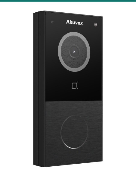 Akuvox E12S black doorbell — right three-quarter view Akuvox E12S black doorbell — right three-quarter view