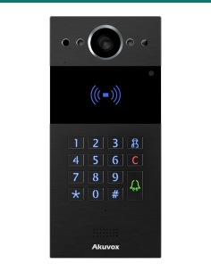 Akuvox R20K black SIP video door phone with keypad — front