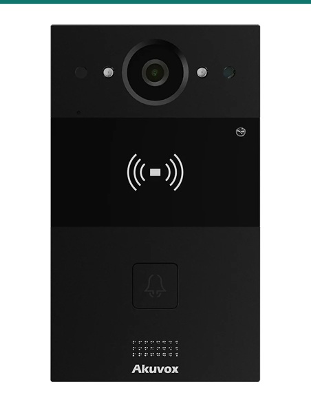 Akuvox R20A Black Single-Button SIP Video Door Phone with Card Reader — AK-R20ABLK-ONWALL
