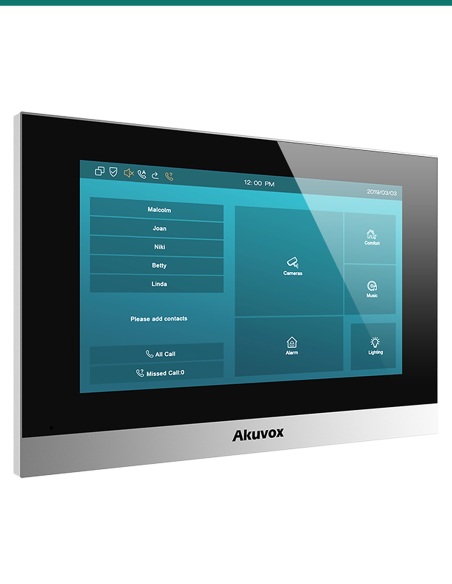 Akuvox C313W-2 silver indoor monitor — left three-quarter view