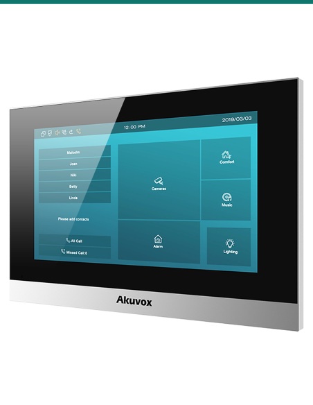 Akuvox C313W-2 silver indoor monitor — right three-quarter view