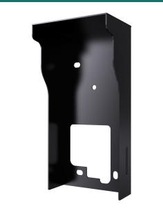 Akuvox E12 black on-wall rain hood — right three-quarter view