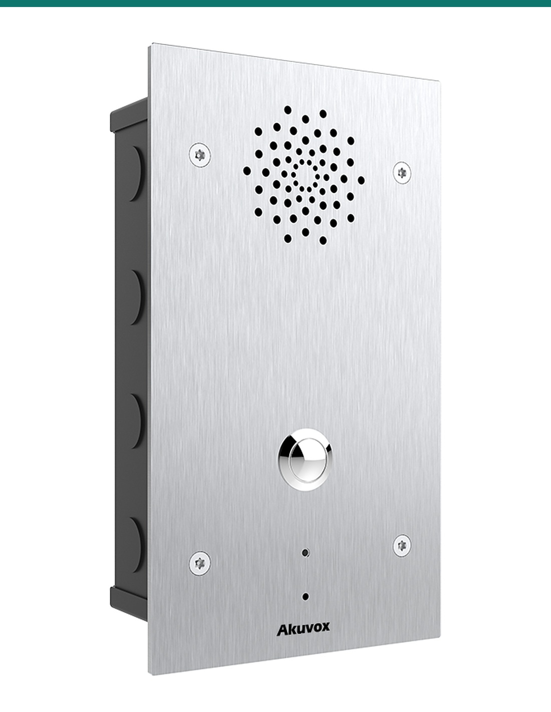 Akuvox E21A emergency intercom — left three-quarter view