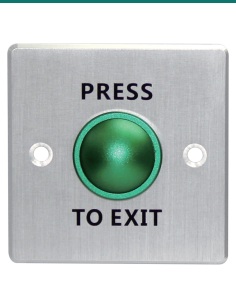 Akuvox EB12 silver aluminium press-to-exit button with green push button