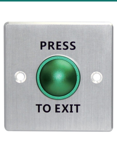 Akuvox EB12 Silver Aluminium Press-to-Exit Button with Green Push Button — AK-EB12-SILVER