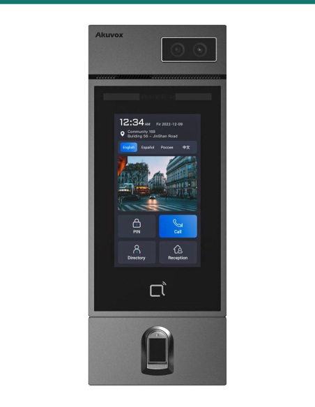 Akuvox S535 door phone with the fingerprint module fitted