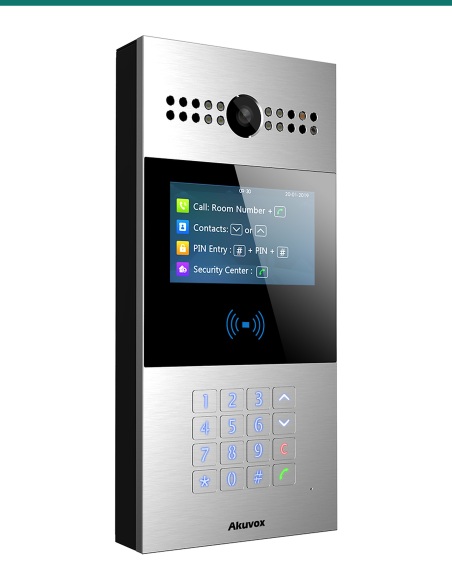 Akuvox R28A door phone — left three-quarter view
