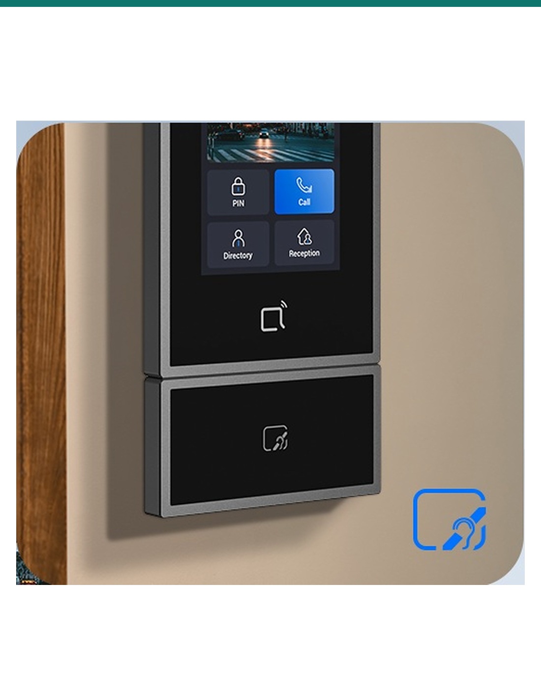 Akuvox S535 induction loop module installed at an entrance