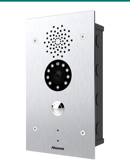 Akuvox E21V video emergency intercom — right three-quarter view Akuvox E21V video emergency intercom — right three-quarter view