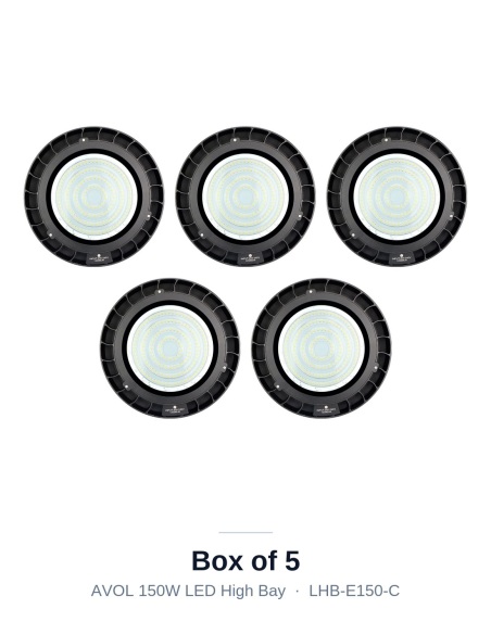 AVOL 150W LED High Bay Light - Box of 5 (6000K) - LHB-E150-C-5PK