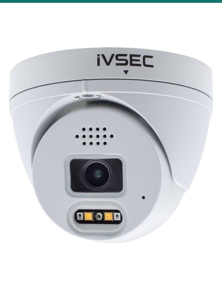 IVSEC 8MP 4K Turret IP Camera 2.8mm, Red/Blue Strobe Deterrent, 2-Way Audio — IVNC319XC