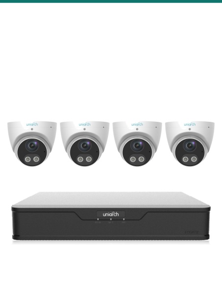 Uniarch Tri-Guard Starter Kit — 4× IPC-T1P5 Tri-Guard 5MP + 4CH NVR-104B-P4