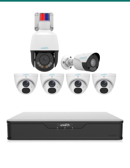 Uniarch Acreage Watch Kit — 1× Mini PTZ + 1× Bullet + 4× Turret + 8CH NVR-108B-P8