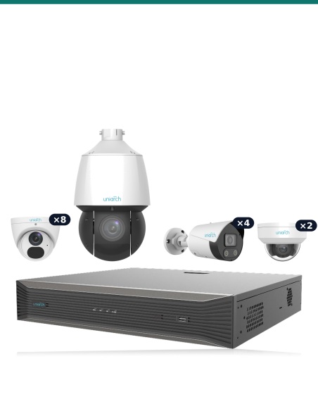 Uniarch Commercial Command Kit — 4× Tri-Guard Bullet + 1× 25× PTZ + 2× Dome + 8× Turret + 32CH NVR-432XU-P16