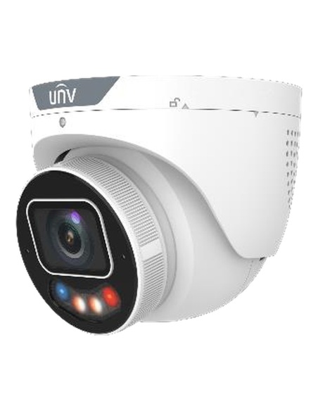 Uniview 6MP Tri-Guard Dual-Light Turret Camera, Black, ColorHunter F1.0, Warning Light & Siren - IPC3636SE-ADF28KMC-WP-I1-BK