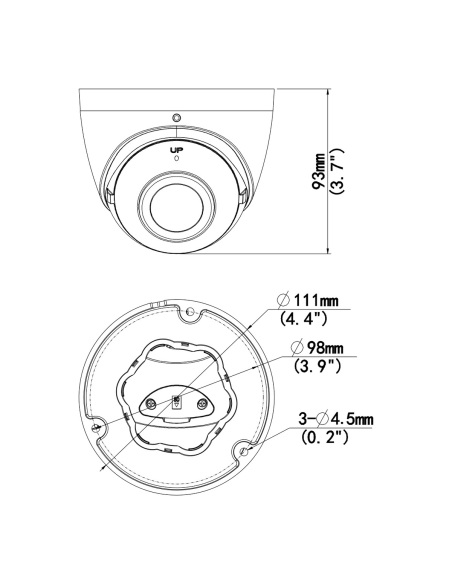 Uniview IPC3608SB-ADF16KM-I0 8MP 180° panoramic turret camera, dimension drawing