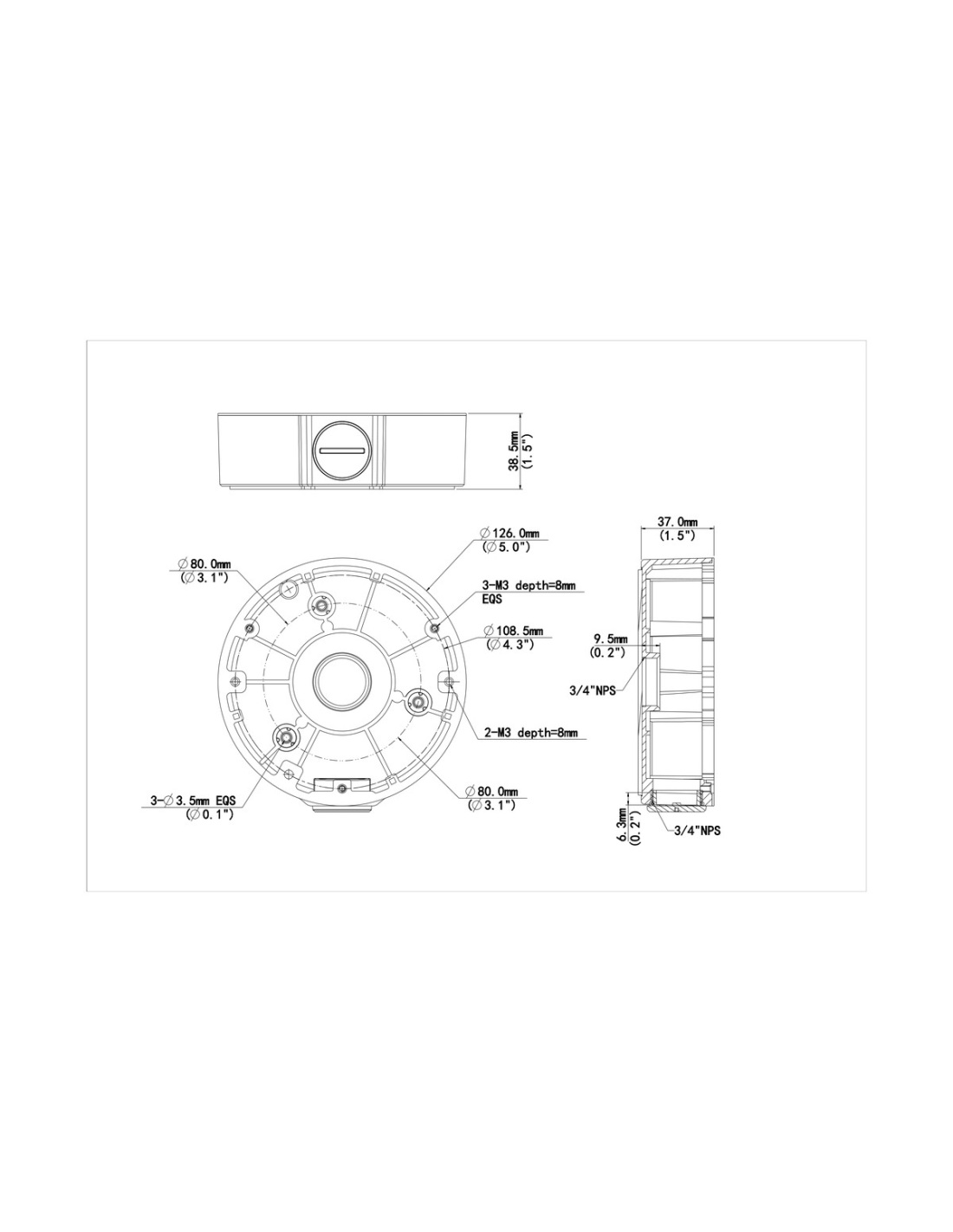 Uniview TR-JB03-H-IN-BK dimension drawing