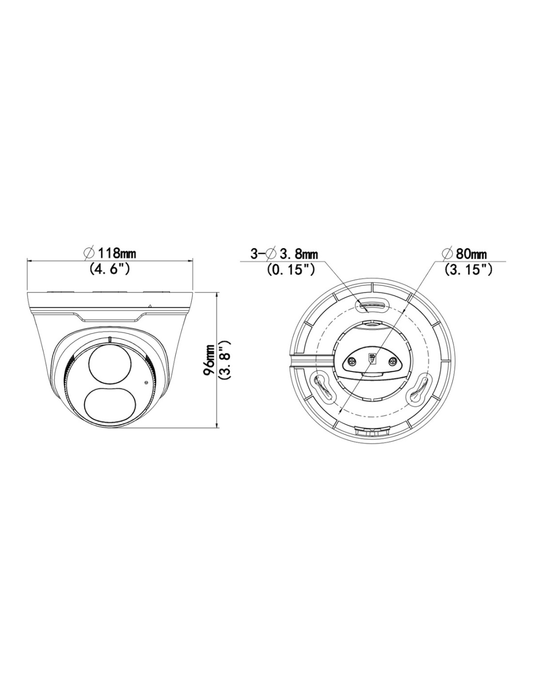 Uniview IPC3618LE-ADF28KC-DL dimension drawing
