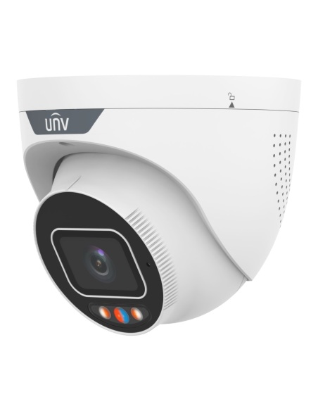 Uniview 8MP 4K Tri-Guard Dual-Light Turret Camera, White, Red & Blue Warning Light, Siren, 30m - IPC3638SS-ADF28KMC-I1