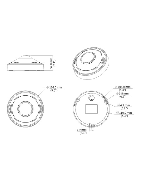 Uniview IPC816SB-ADF16KMC-I1 6MP 360° fisheye camera, dimension drawing