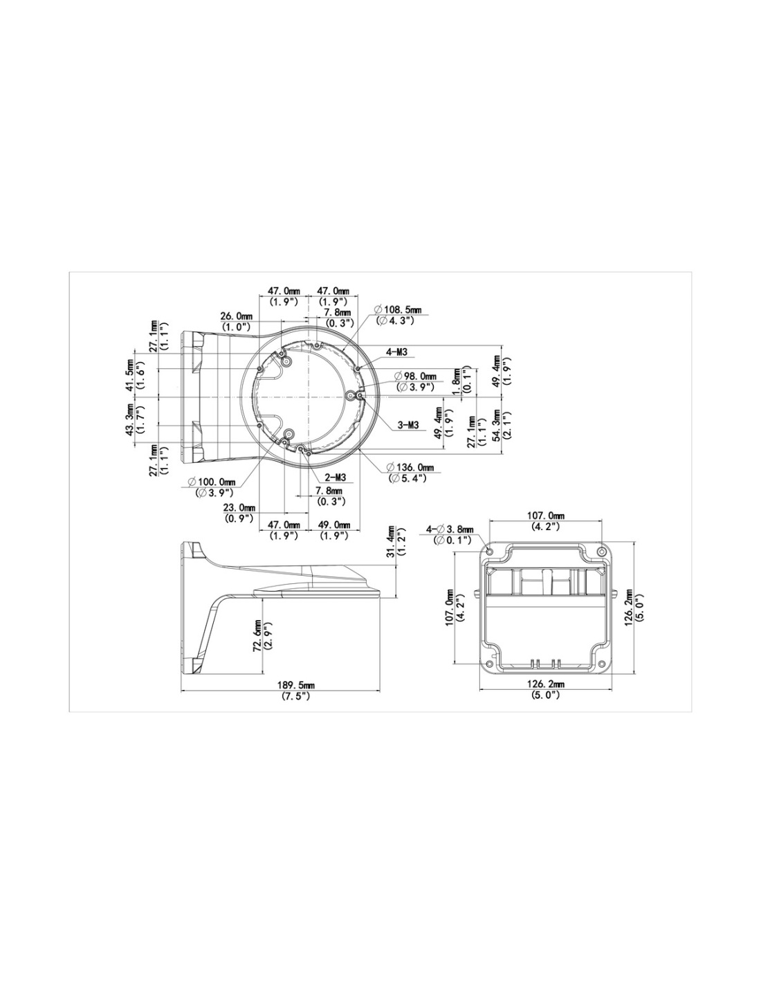 Uniview TR-WM03-B-IN dimension drawing