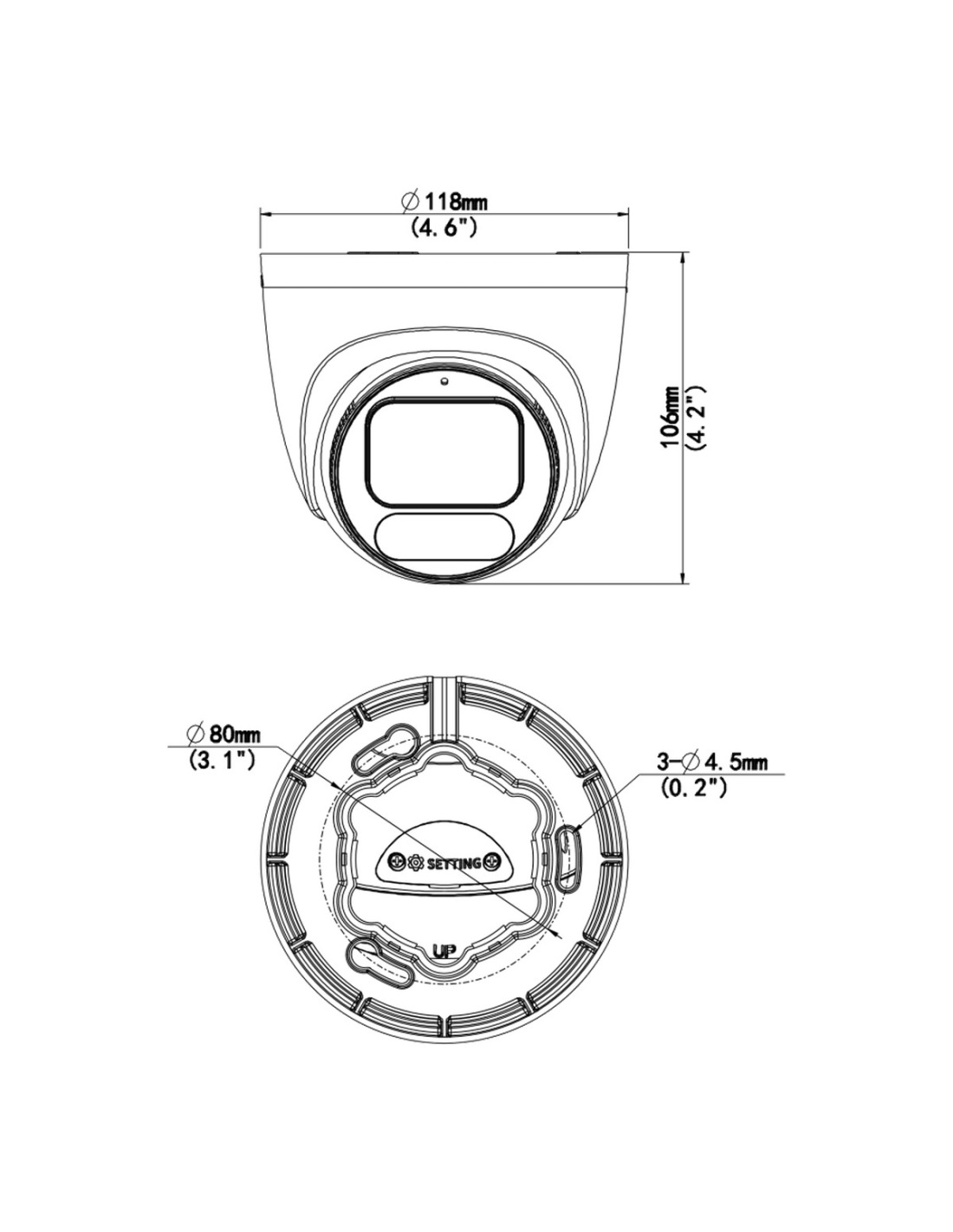 Uniview IPC3628LE-ADF28K-WP dimension drawing