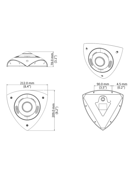 Uniview IPC876SE-ADF20KMC-I1 6MP corner camera, dimension drawing Uniview IPC876SE-ADF20KMC-I1 6MP corner camera, dimension drawing