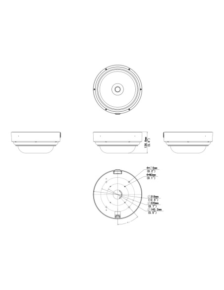 Uniview IPC8645EA-ADZKM-I1 4 × 5MP multi-sensor camera, dimension drawing