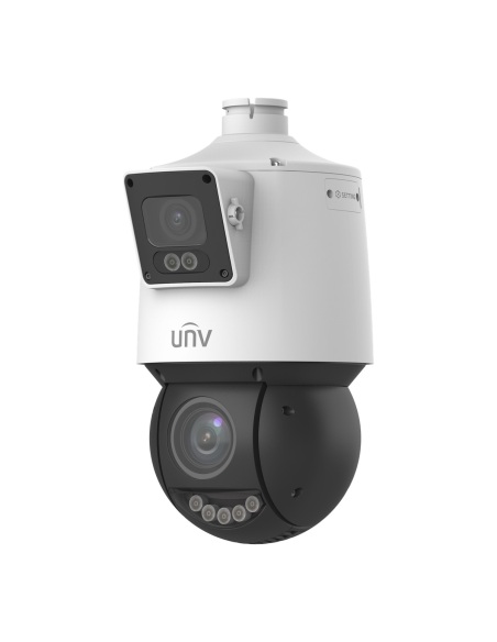 Uniview MultiView 4MP + 4MP PTZ Camera, 25x Zoom, Fixed Panoramic Lens, Auto Tracking, Light & Sound - IPC94144SFW-X25-F40C