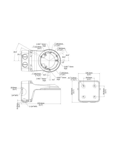 Uniview TR-JB07/WM03-F-IN-V2-BK dimension drawing