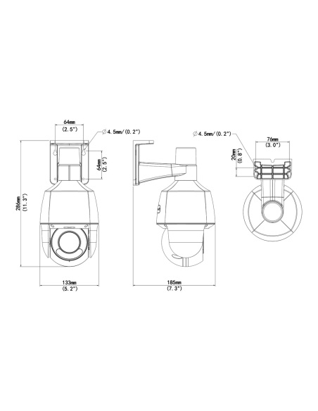 Uniview IPC6324LWH-AX5C-VG2 4MP 5x Tri-Guard PTZ camera, dimension drawing Uniview IPC6324LWH-AX5C-VG2 4MP 5x Tri-Guard PTZ camera, dimension drawing