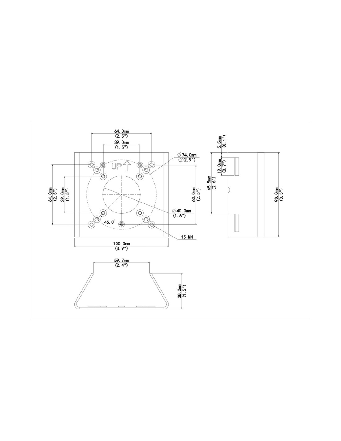 Uniview TR-UP06-B-IN-BK dimension drawing