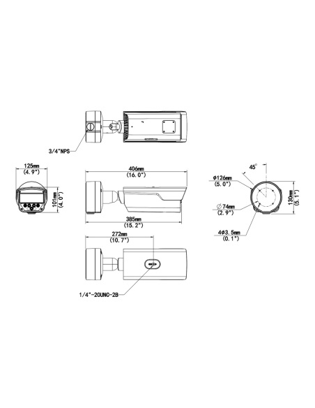 Uniview PKC2641-Z80-IR-P 4MP LPR number plate camera, dimension drawing Uniview PKC2641-Z80-IR-P 4MP LPR number plate camera, dimension drawing