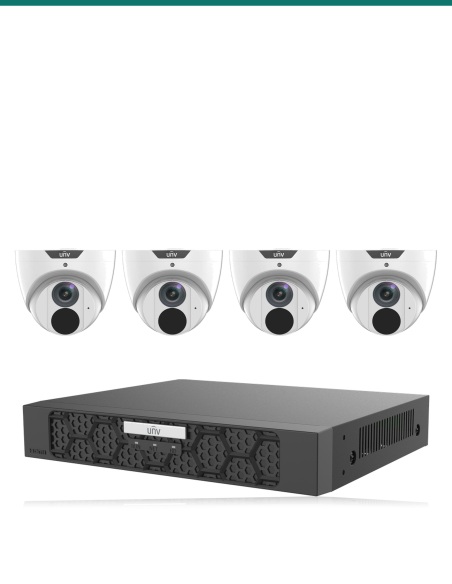 Uniview Essentials 4K Kit — 4× IPC3618LE Easy Turret + 4CH NVR501-04B-P4-IQ