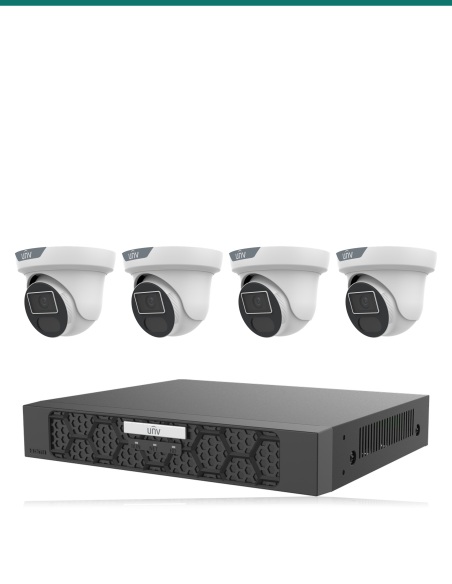 Uniview LightHunter 4K Kit — 4× IPC3618SS LightHunter Turret + 4CH NVR501-04B-P4-IQ