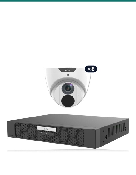 Uniview Full Cover 4K Kit — 8× IPC3618LE Easy Turret + 8CH NVR501-08B-P8-IQ
