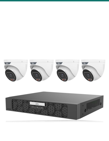 Uniview Tri-Guard 4K Black Kit — 4× IPC3638SS-BK Black Tri-Guard + 8CH NVR501-08B-P8-IQ