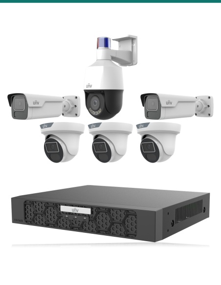 Uniview Acreage Watch Kit — 2× LightHunter Bullet + 1× 5× PTZ + 3× LightHunter Turret + 8CH NVR501-08B-P8-IQ