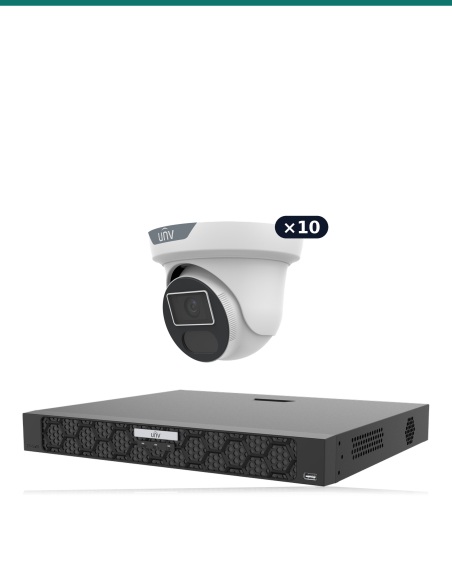 Uniview Large Home 4K Kit — 10× IPC3618SS LightHunter Turret + 16CH NVR502-16B-P16-IQ
