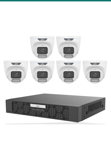 Uniview Colour Night Family Kit — 6× IPC3626LE ColorHunter 6MP + 8CH NVR501-08B-P8-IQ