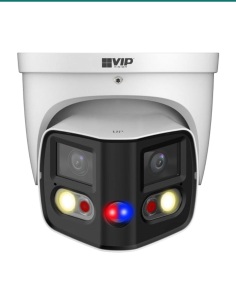 VIP Vision VSIPP-8DD-ID3 180° dual-lens deterrence turret, angled view 2