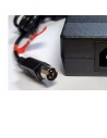 Round 4-pin 48V plug and mains inlet close-up