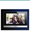 Akuvox C313S silver indoor monitor showing visitors at the door