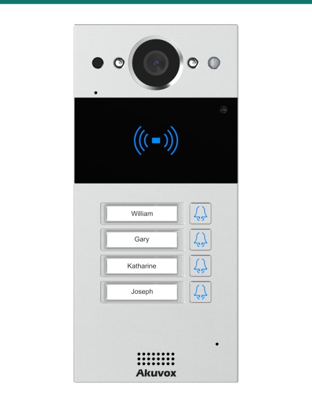 Akuvox R20B 4-Button Silver SIP Video Door Phone with Card Reader — AK-R20B4BONWALL