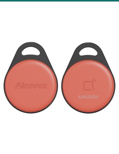 Akuvox KF02 orange key fob — front and back