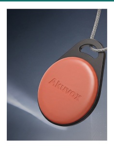 Akuvox KF02 orange key fob — front and back 2