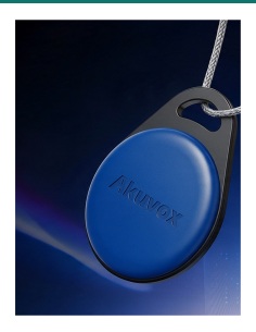 Akuvox KF03 blue key fob — front and back 2