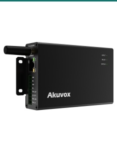 Akuvox WR01 web relay controller — front three-quarter view with Ethernet and terminal block