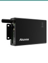 Akuvox WR01 web relay controller — front three-quarter view with Ethernet and terminal block
